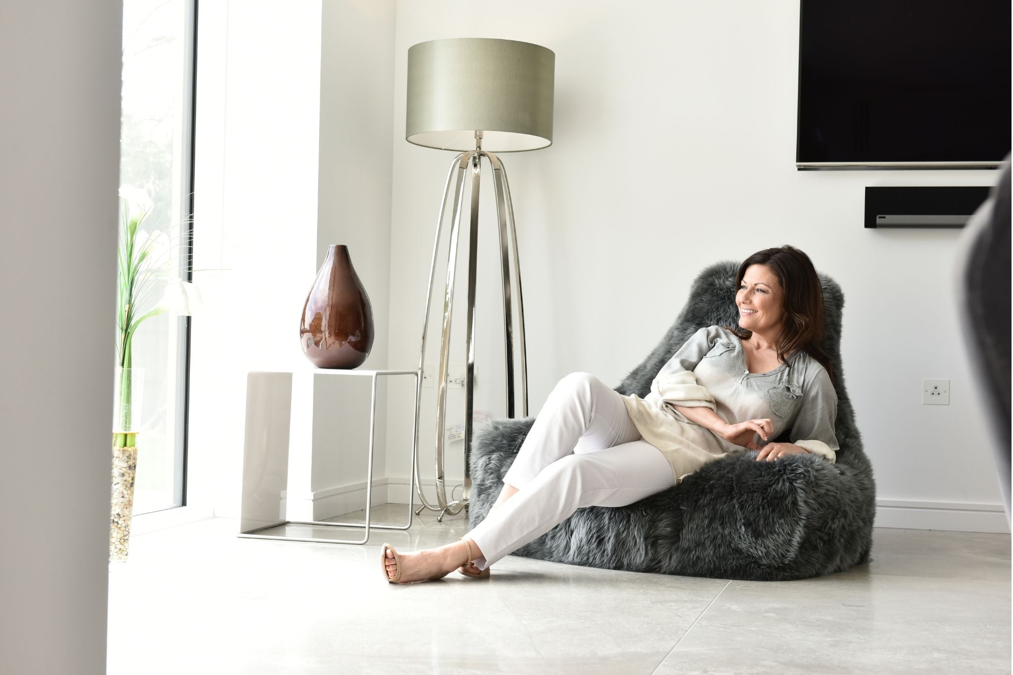 Extreme Lounging Mighty B-Bag Grey Fur Indoor